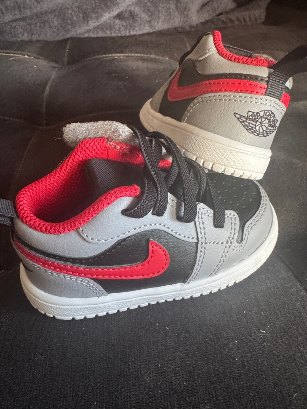 Kids Grey & Red Athletic Sneakers - Classic Wing Logo